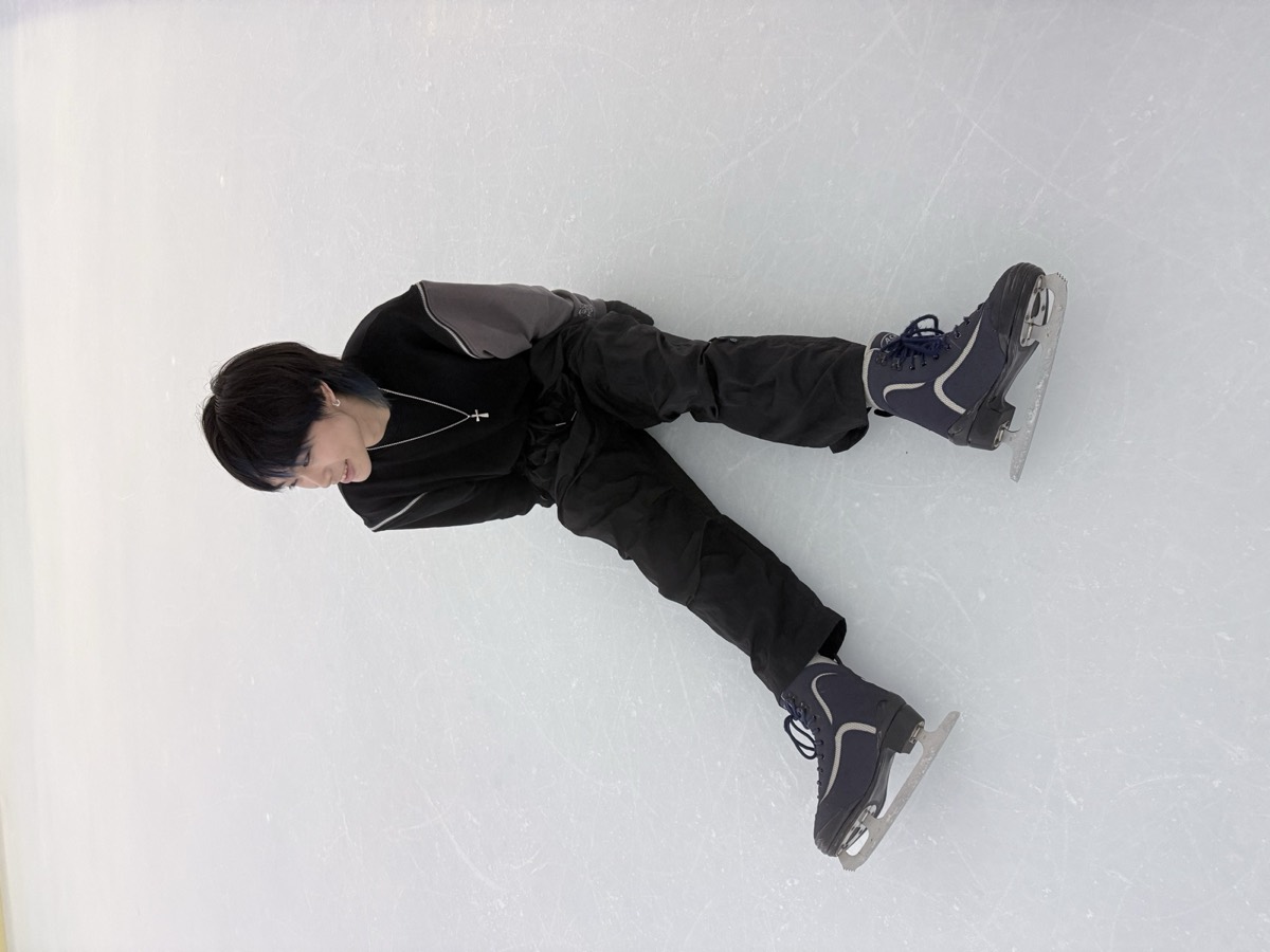 Sitting on an ice rink